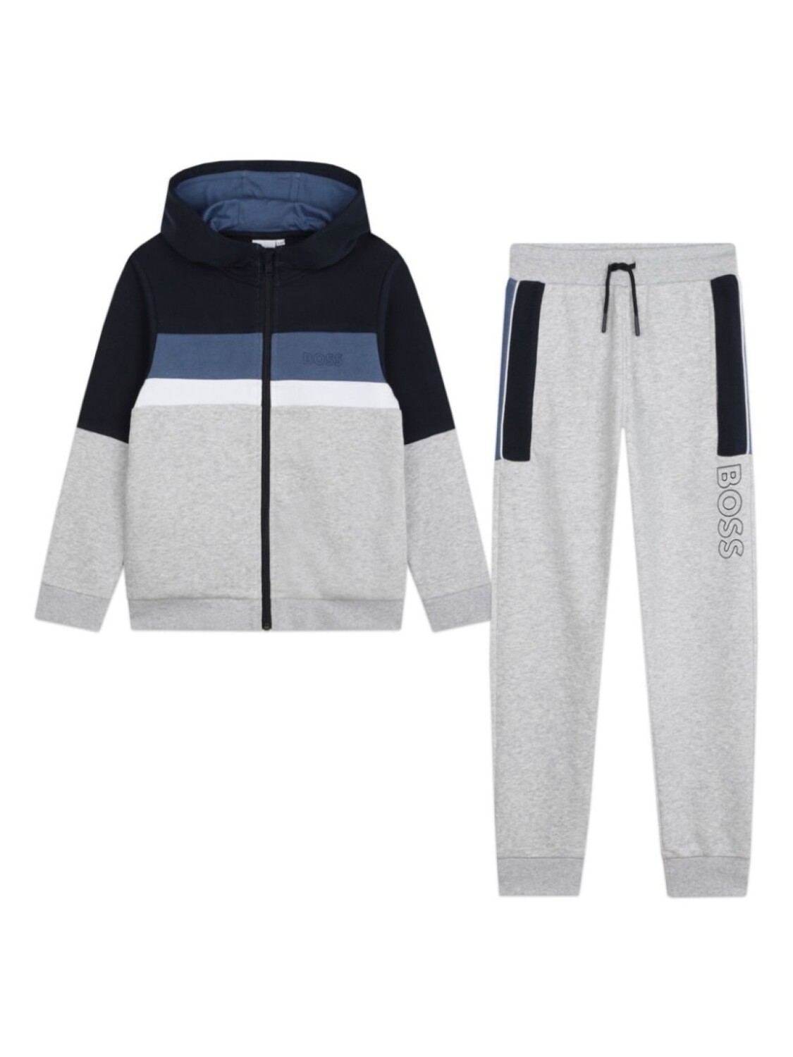 

BOSS Kidswear спортивный костюм с капюшоном и логотипом, серый