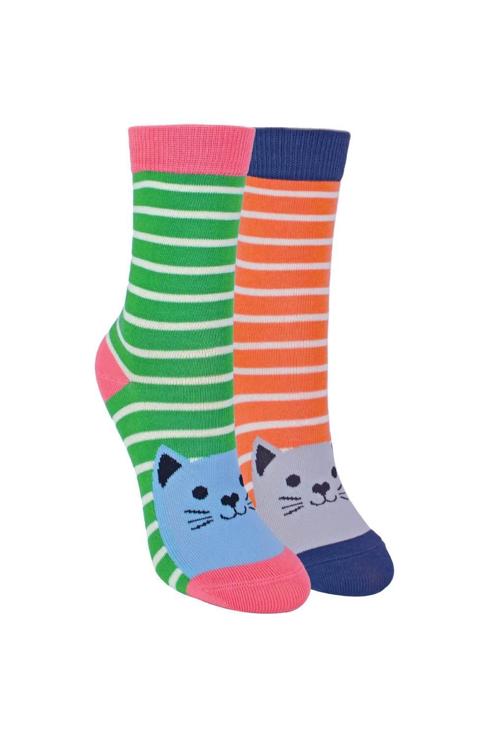 Комплект из 2 носков с животными | Бамбуковые носки с необычным узором Miss Sparrow, оранжевый фото