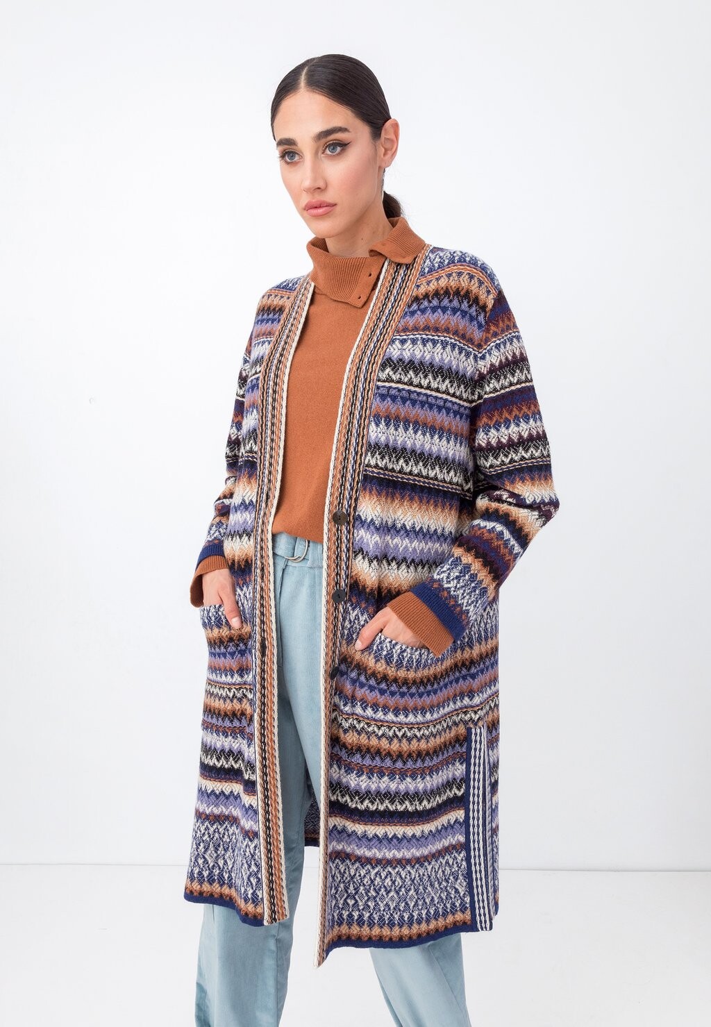 

Кардиган Coatigan Geometric Pattern Ivko, цвет marine