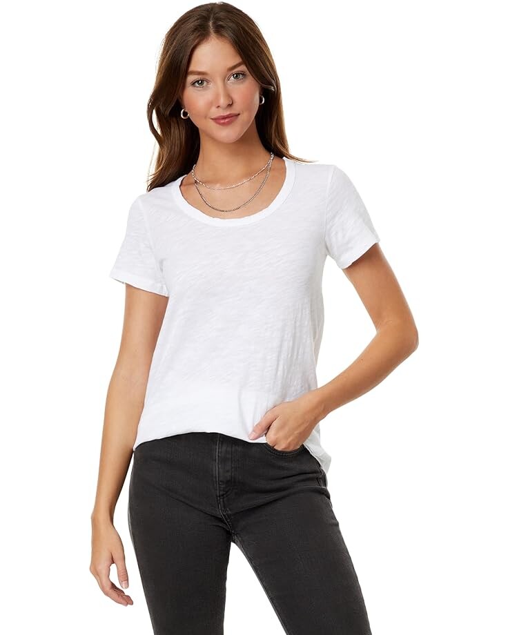 

Футболка bobi Los Angeles Ribbed Curved Hem, белый