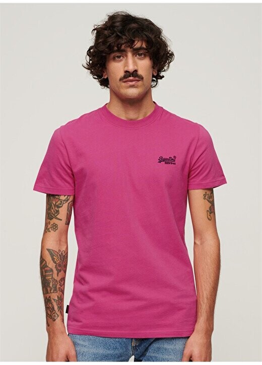

Однотонная розовая мужская футболка с круглым вырезом M1011245AVKB_ESSENTIAL LOGO EMB TEE Superdry, розовый