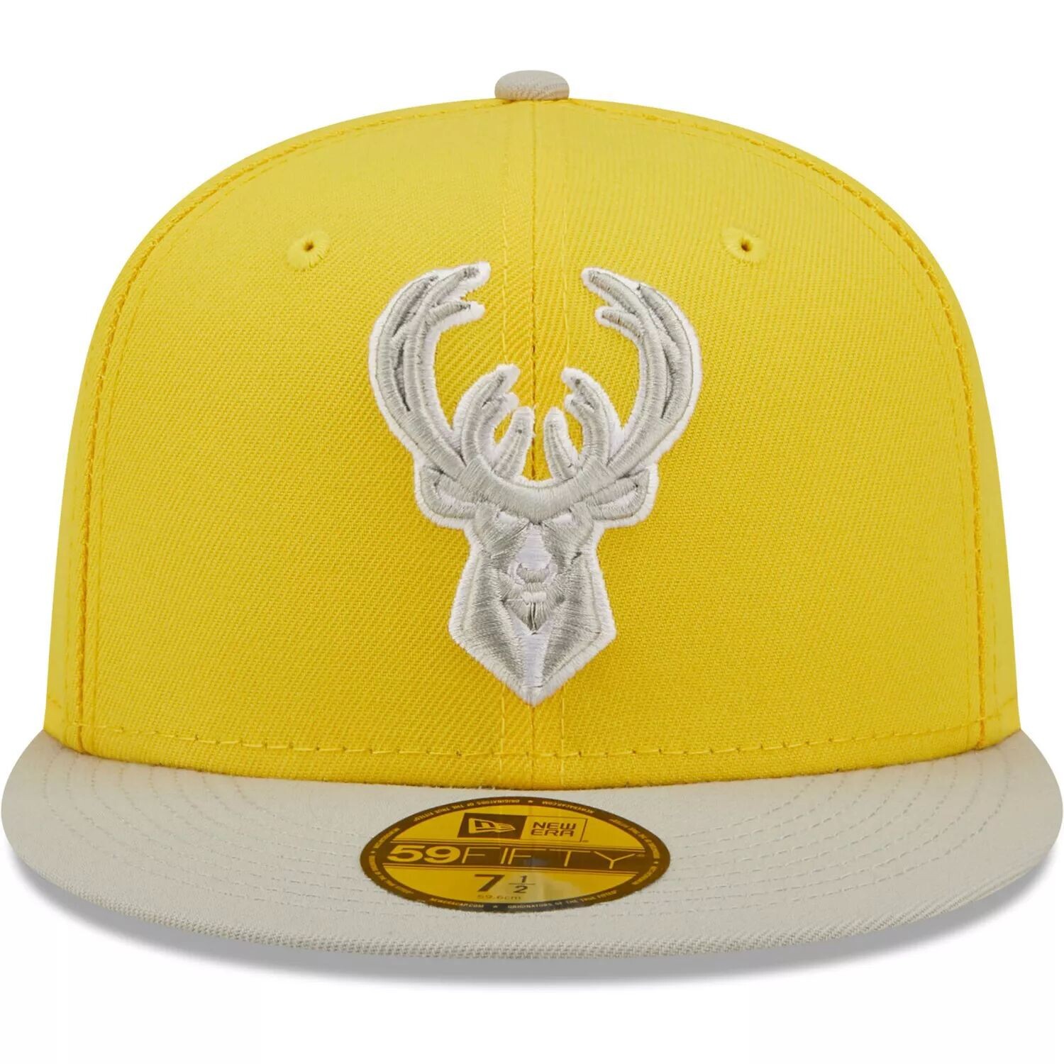 

Мужская облегающая шляпа New Era желто-серая Milwaukee Bucks Color Pack 59FIFTY