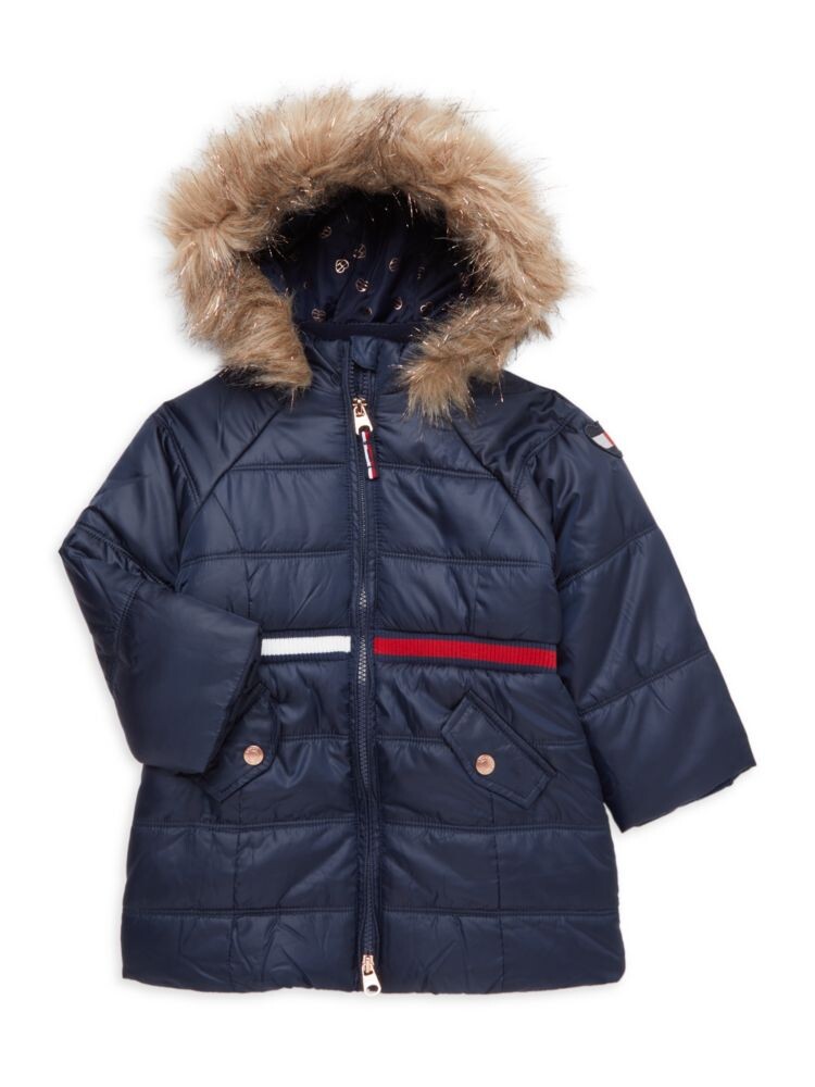 

Длинный пуховик из искусственного меха для маленьких девочек Tommy Hilfiger, цвет Navy Blaze