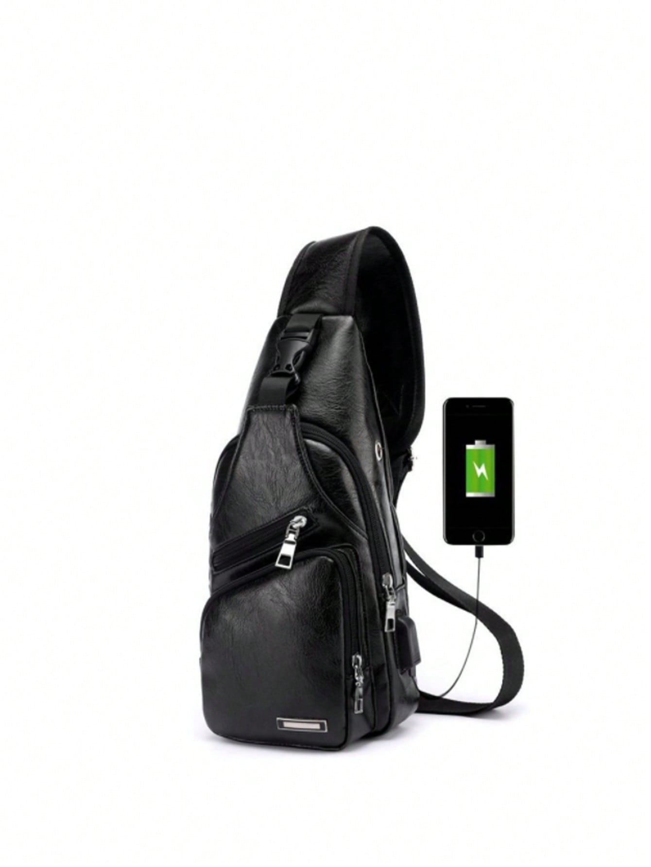 1 шт. новая мужская сумка через плечо с USB-портом для зарядки нагрудная сумка спортивная сумка через плечо, черный мужская наплечная сумка холщовая спортивная нагрудная сумка через плечо трендовая уличная нагрудная сумка для мужчин нагрудная сумка с р