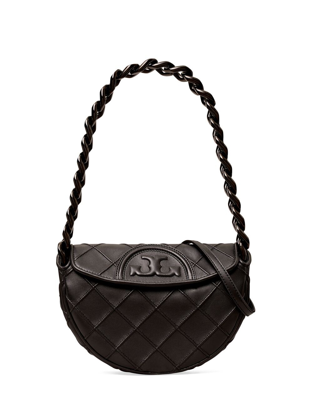 

Миниатюрная кожаная сумка Fleming Crescent Tory Burch, черный