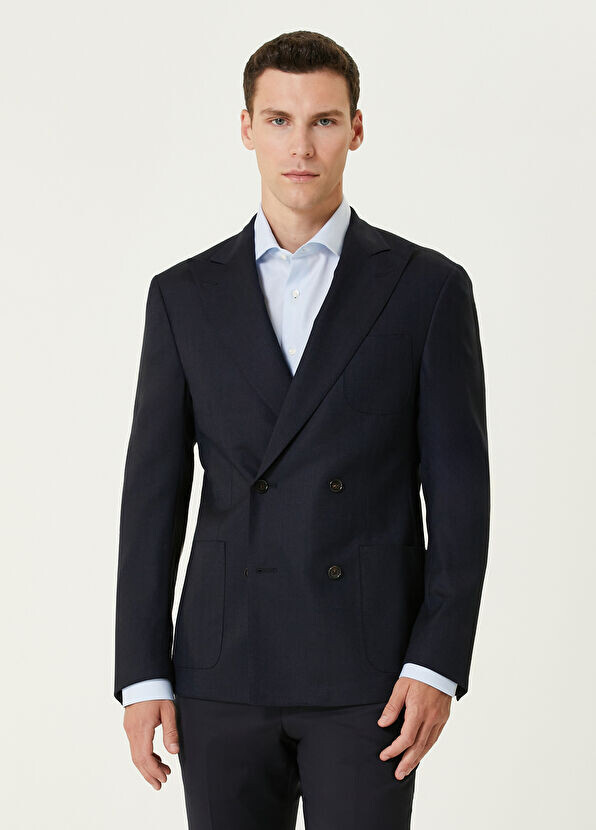 

Двубортный жакет из шерсти стрейч. Corneliani, синий