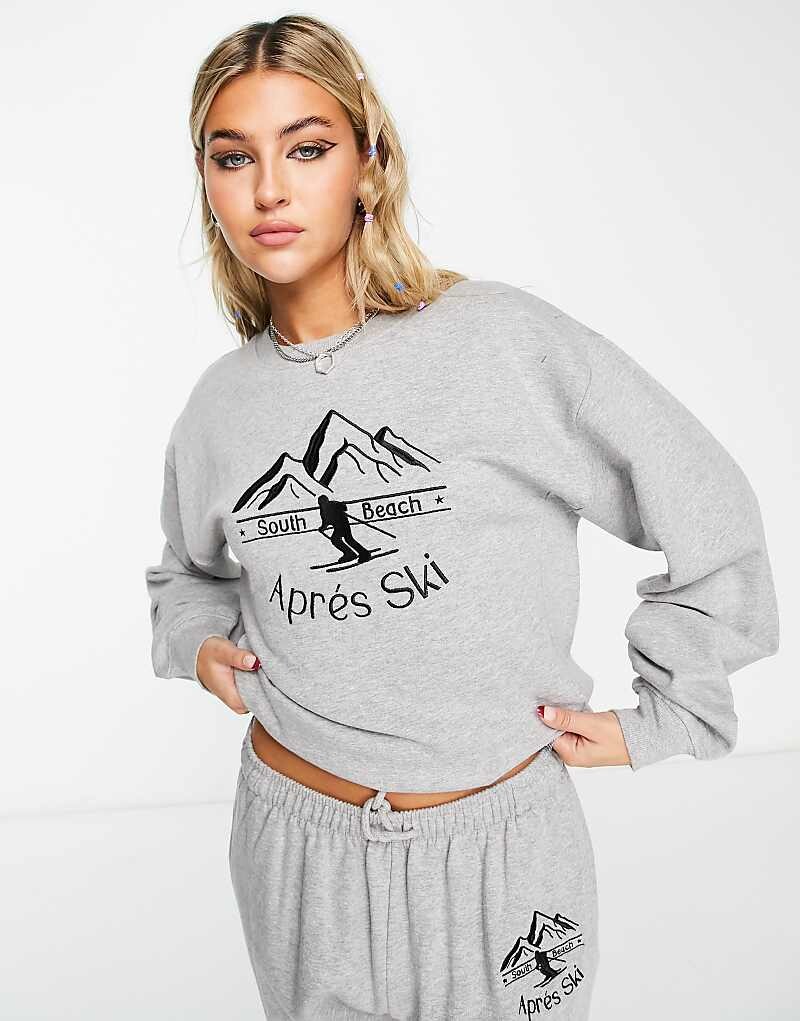 

South Beach – Ski Apres Club – серая толстовка с круглым вырезом