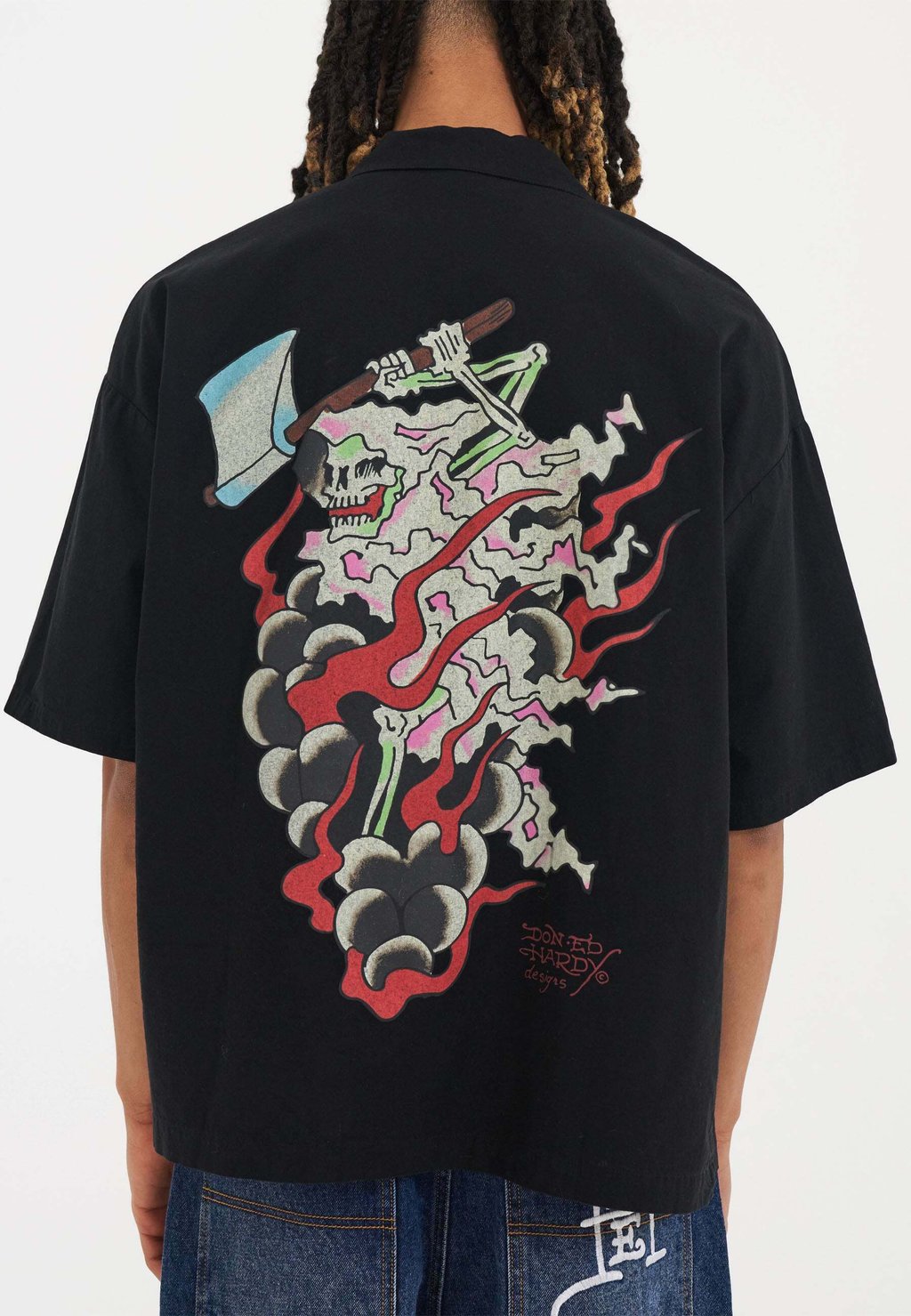 Рубашка DEATH FIGHTER CAMP SHORT SLEEVE SHIRT Ed Hardy, черный толстовка death fighter graphic ed hardy светло серый