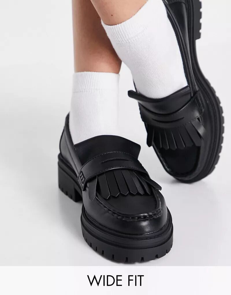 

Черные массивные лоферы Melon с широкой посадкой ASOS