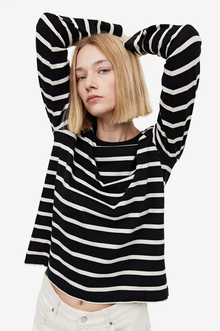 

Блузка из хлопкового джерси H&M, черный