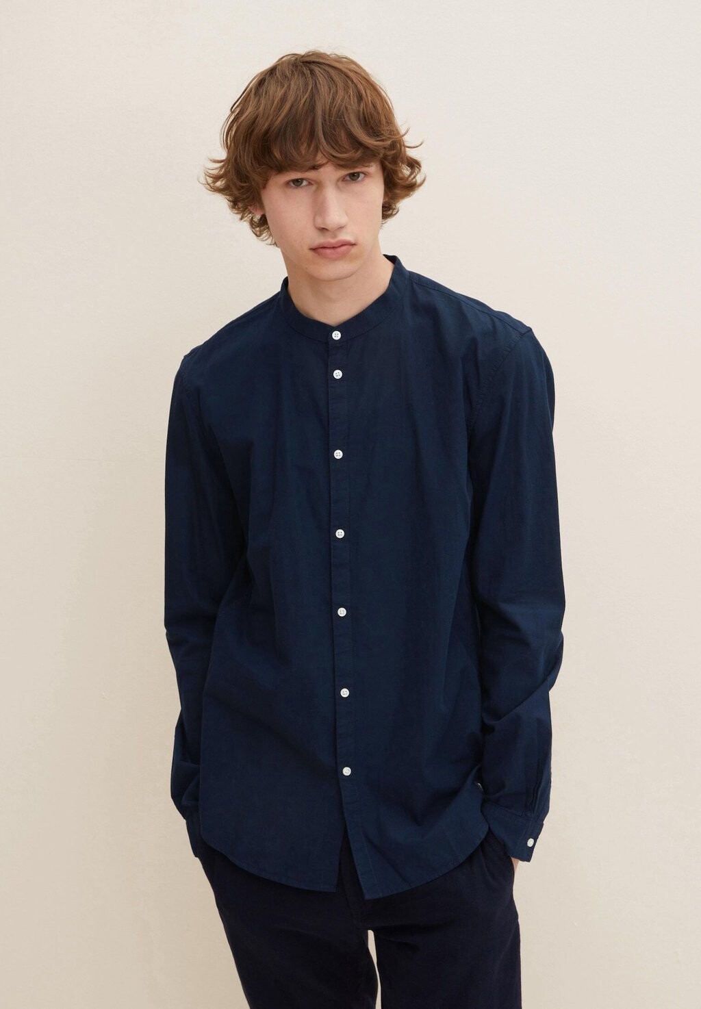 

Рубашка Stand-Up Collar Shirt Tom Tailor, цвет navy small dobby