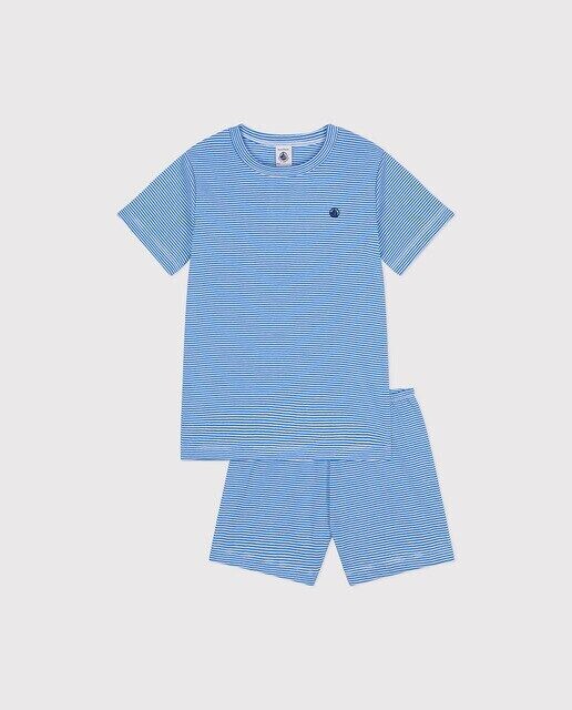 

Детская короткая хлопковая пижама в полоску Petit Bateau, белый