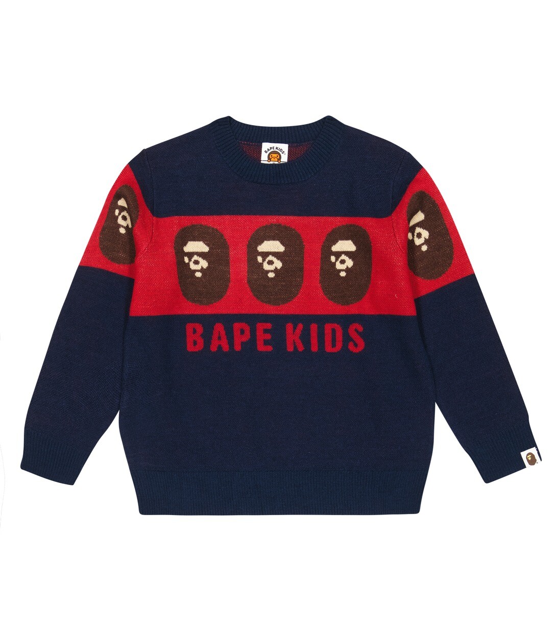 

Свитер интарсия из смесовой шерсти BAPE, синий