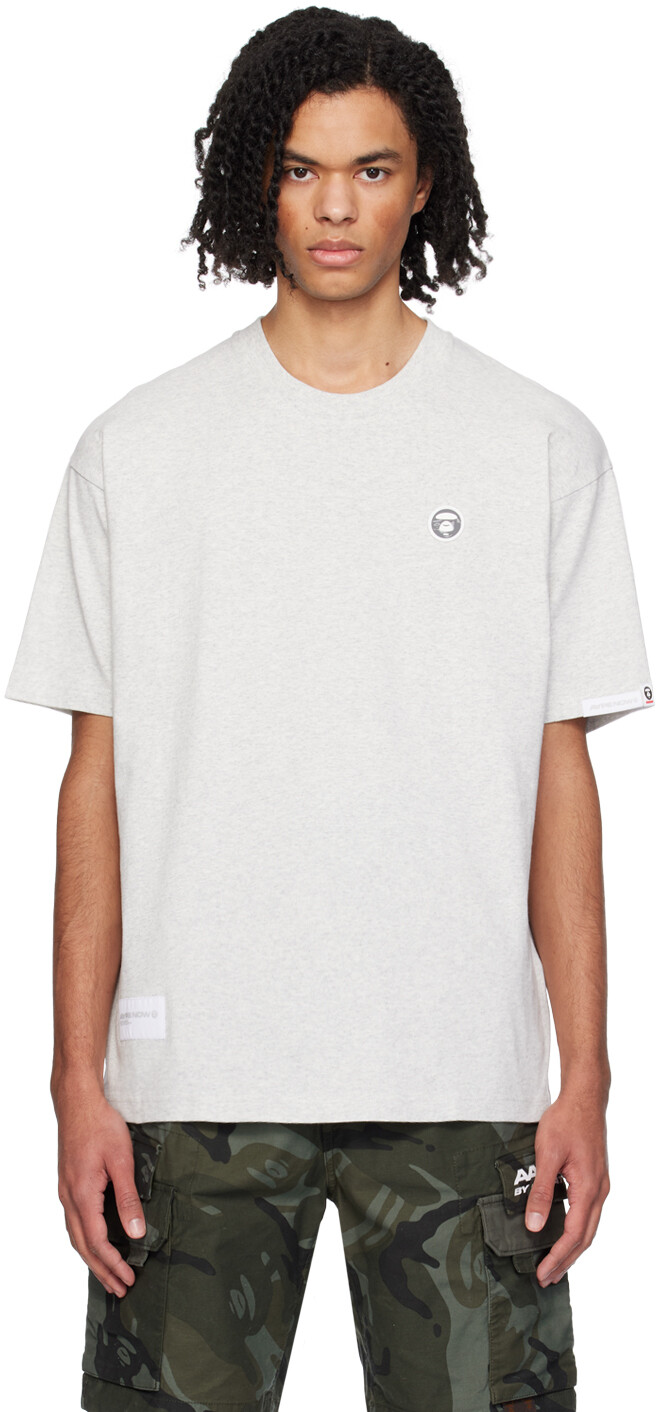 

Серая футболка с нашивками Aape By A Bathing Ape