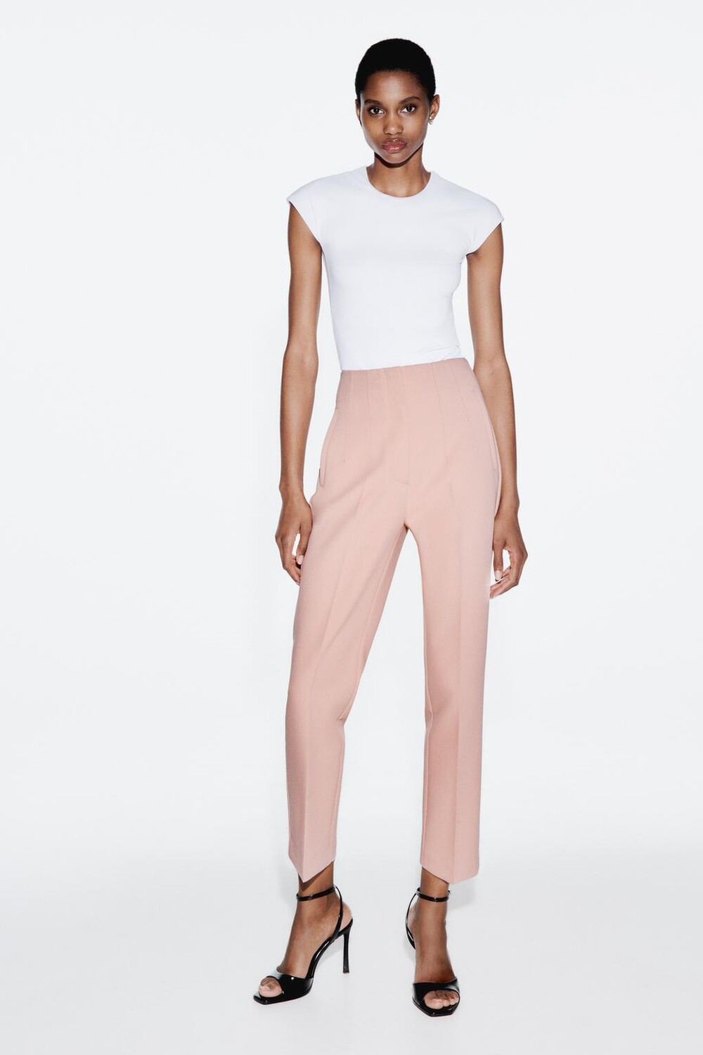

Брюки с высокой посадкой ZARA, средне-розовый