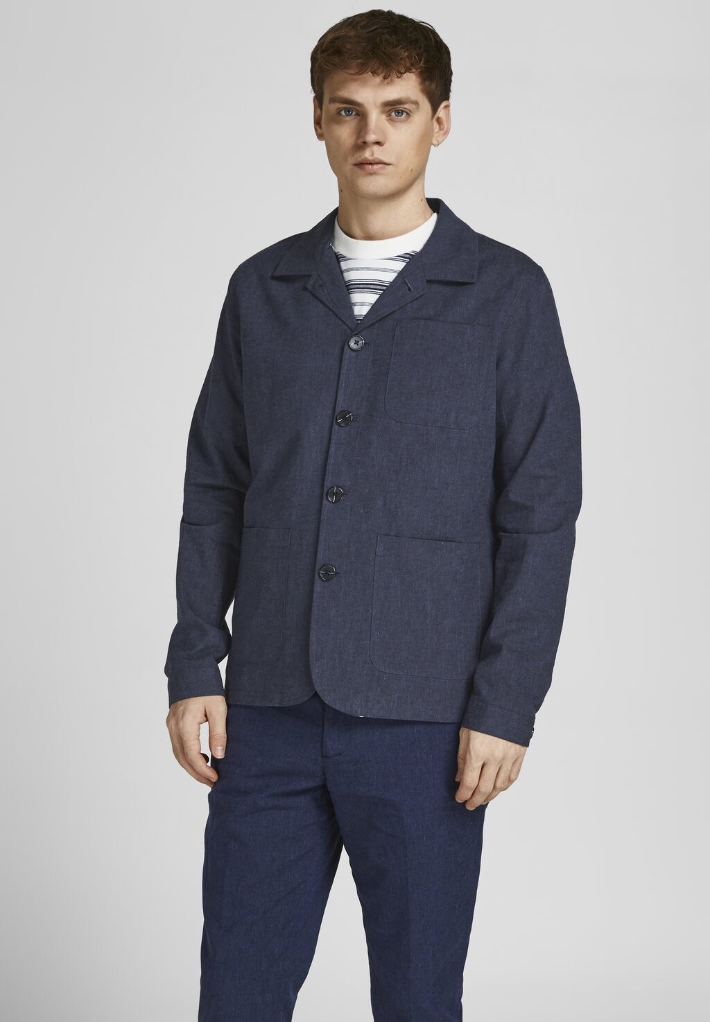 

Куртка межсезонная JPRLINEN HYBRID Jack & Jones, темно-синий