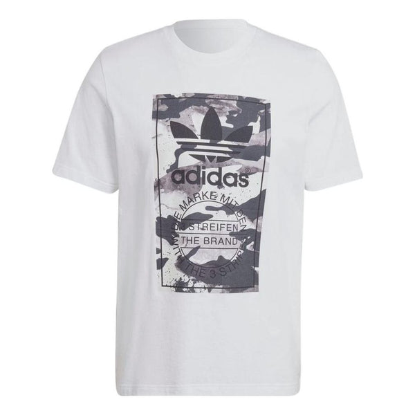 Футболка Men's adidas Alphabet Logo Camouflage Printing Round Neck Short Sleeve Japanese Version White T-Shirt, белый