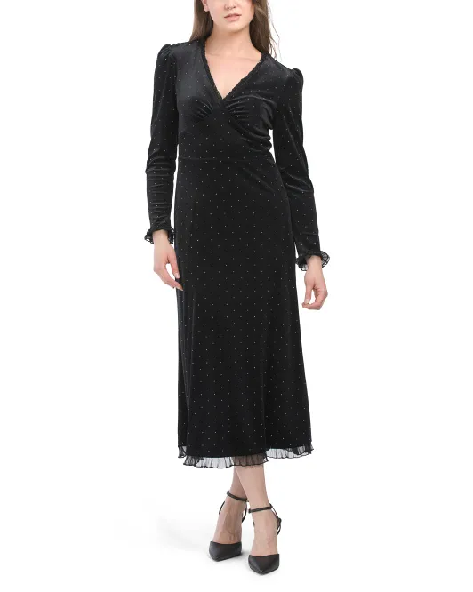 

Бархатное коктейльное платье с длинными рукавами Bcbgmaxazria, черный