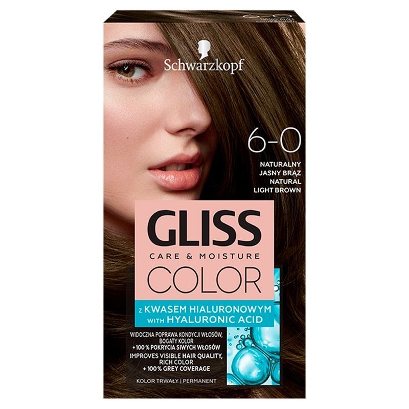 Schwarzkopf Gliss Color 6-0 Naturalny Jasny Brąz краска для волос, 1 шт.
