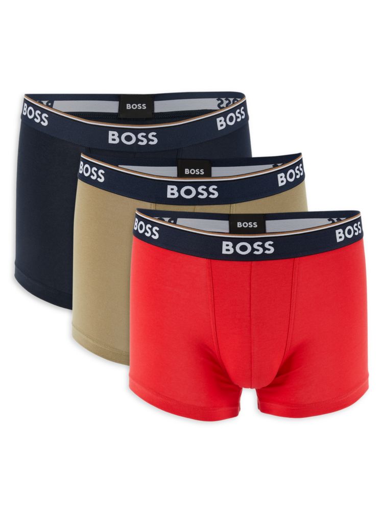 Комплект из 3 трусов-боксеров с логотипом на талии Boss, цвет Red Black Grey