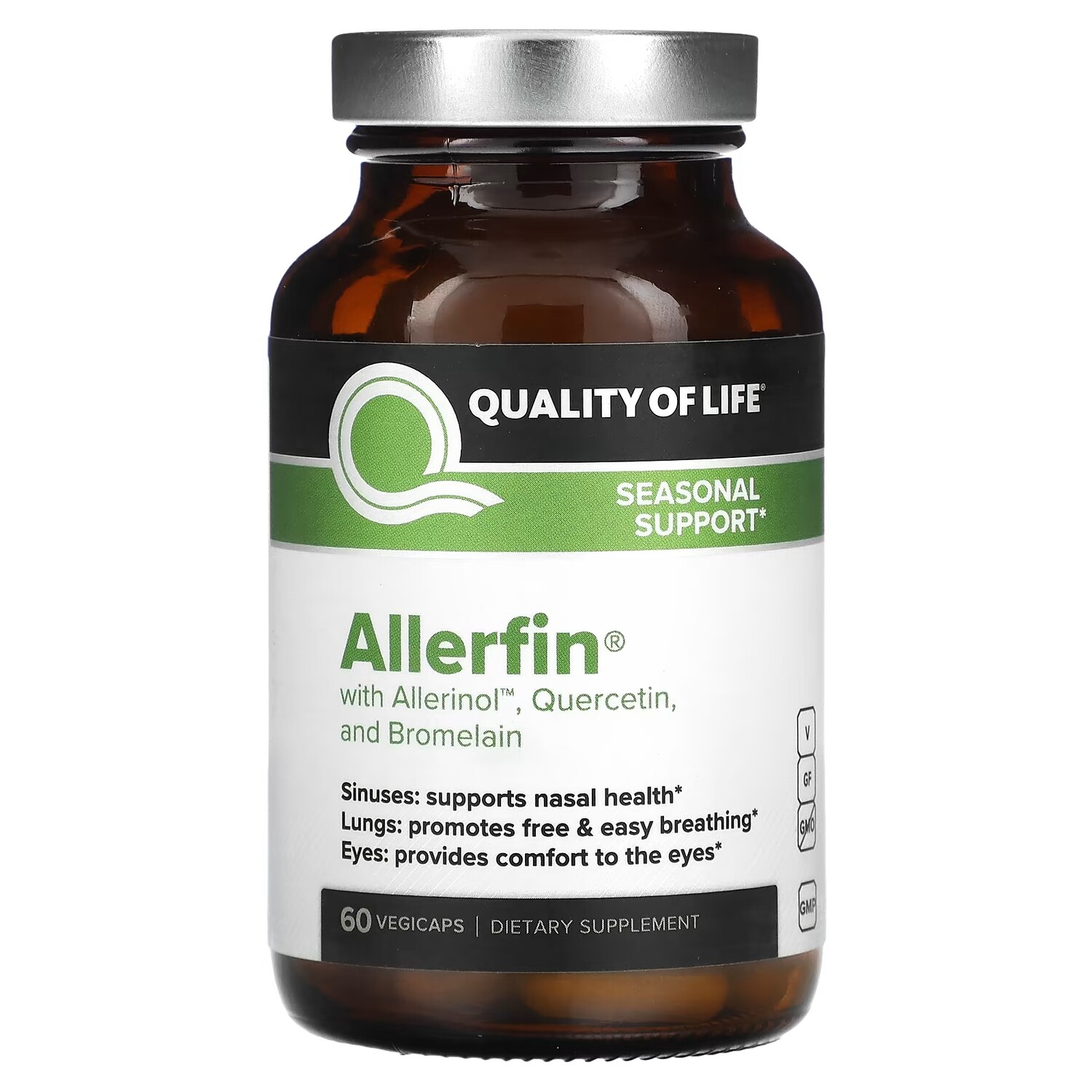 

Формула Quality of Life Labs Allerfin для поддержки в межсезонье, 60 растительных капсул