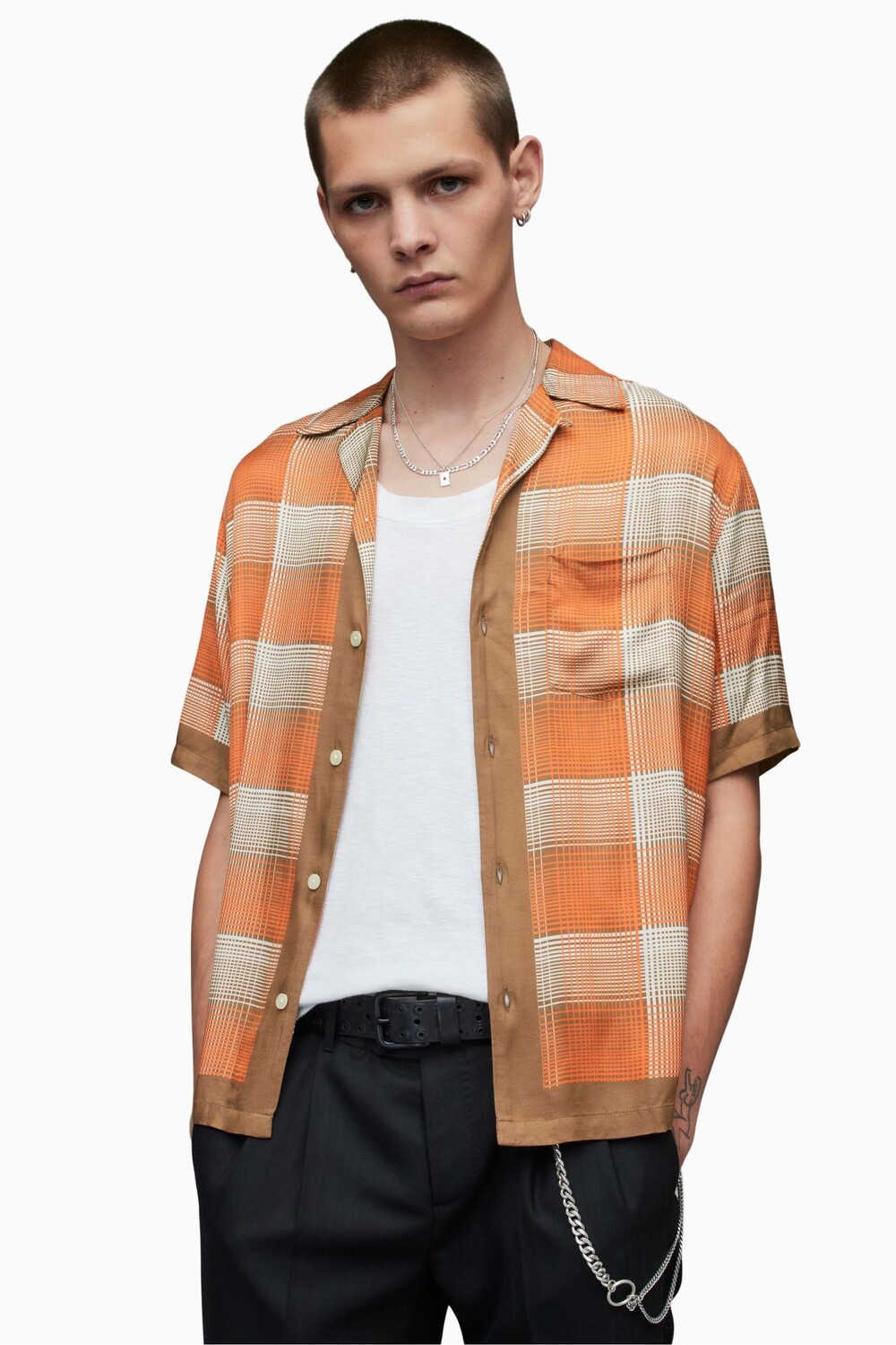 

AllSaints Suburus оранжевая рубашка с короткими рукавами All Saints, оранжевый