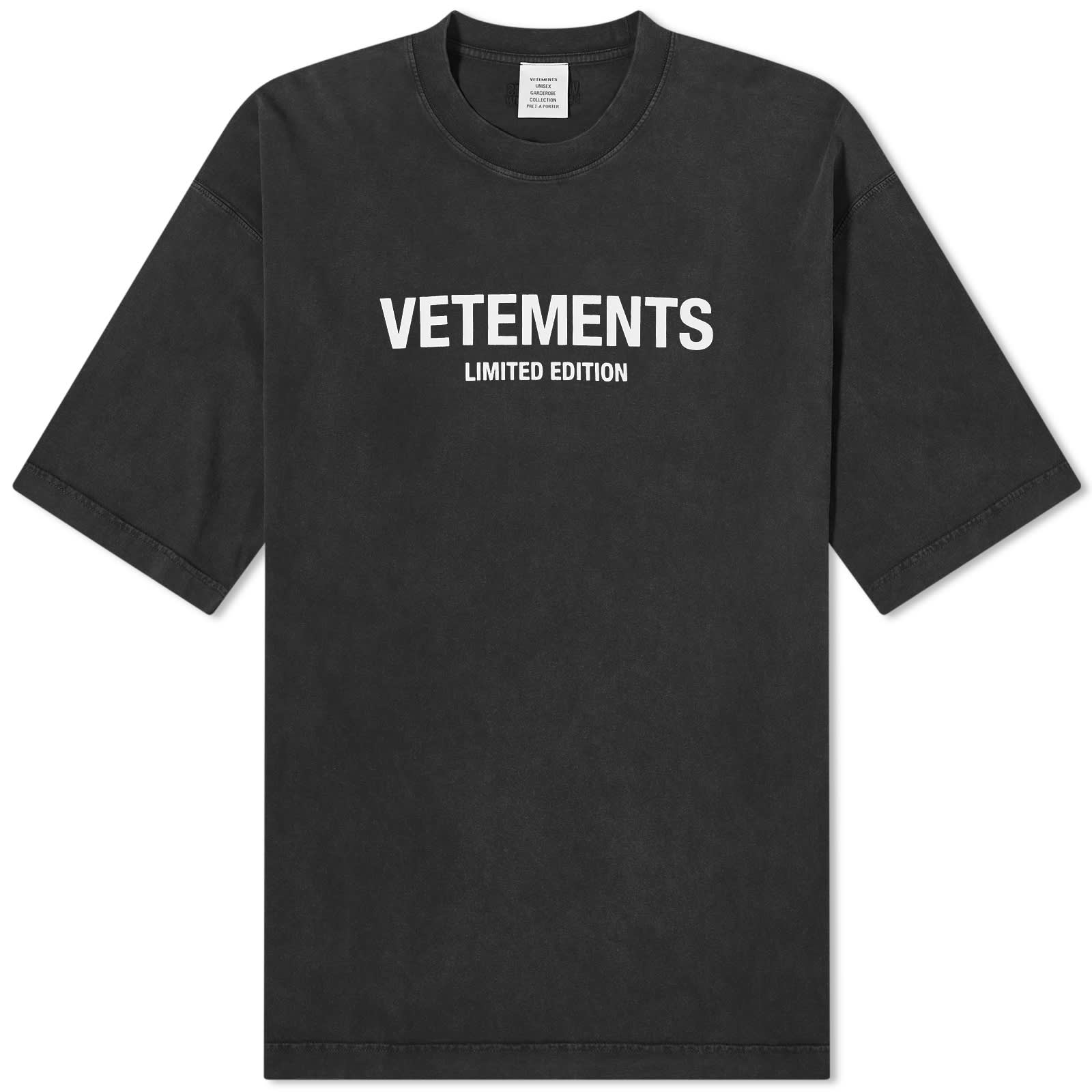 2021ss vetements limited edition tee men women high quality vetements t shirt vtm tops Футболка Vetements Limited Edition Logo, цвет Washed Black