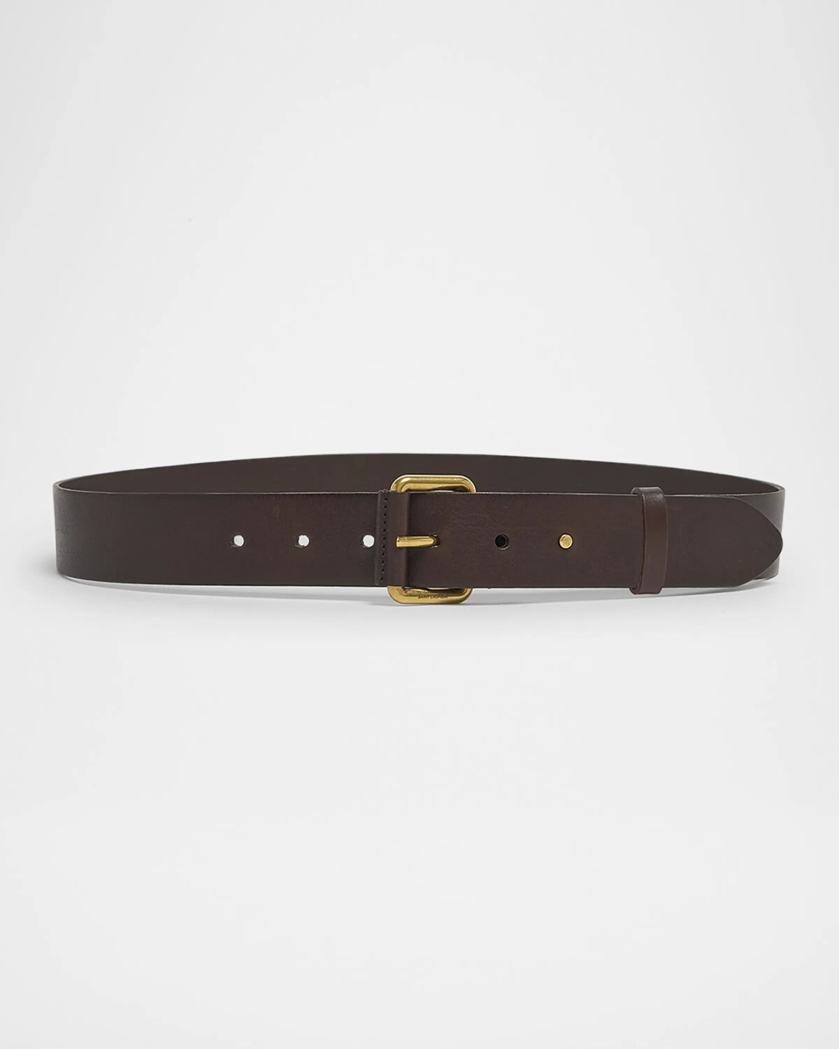 

Мотоциклетный ремень из телячьей кожи Saint Laurent, цвет Brown Oak