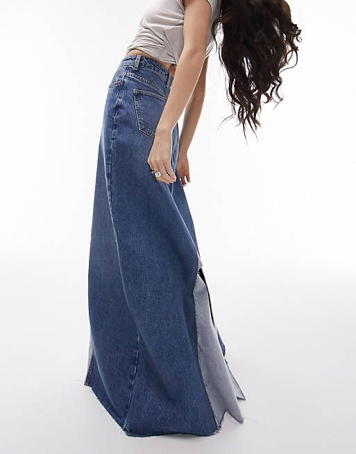 Голубая джинсовая юбка-макси Topshop Reworked