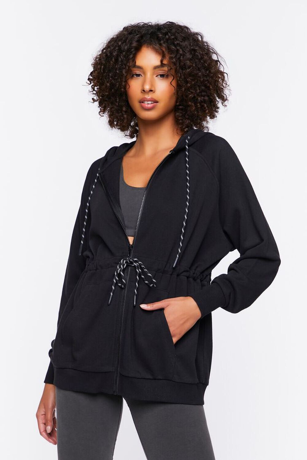

Толстовка на молнии Active со шнурком Forever 21, черный