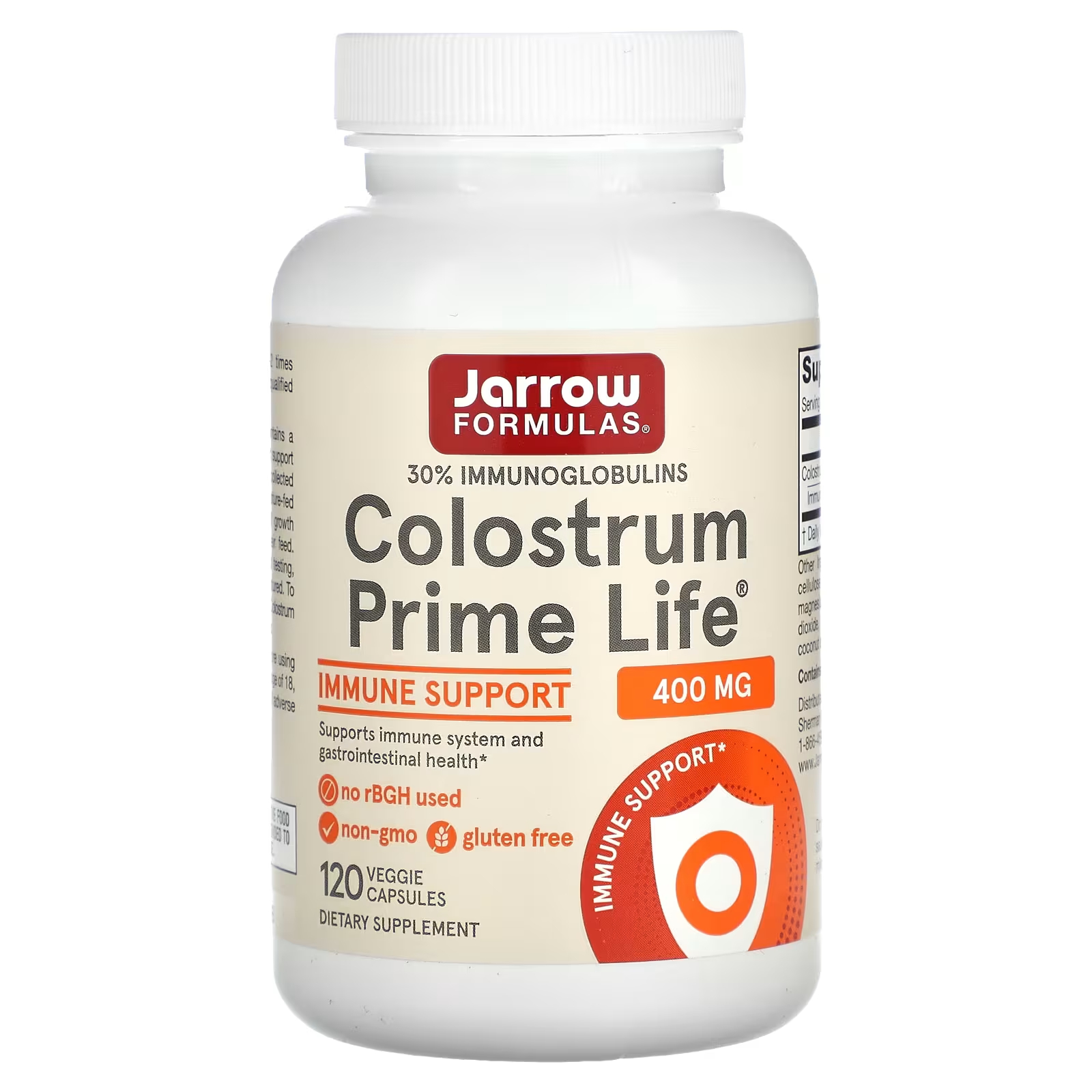 Jarrow Formulas Colostrum Prime Life 400 мг 120 растительных капсул symbiotics иммунная формула с colostrum plus 120 растительных капсул