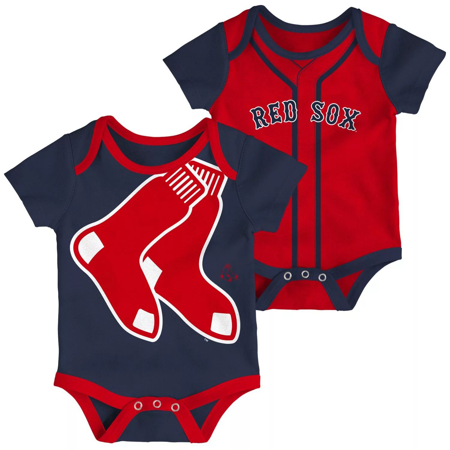 цена Комплект из 2 двойных боди для младенцев, темно-синий/красный Boston Red Sox Outerstuff