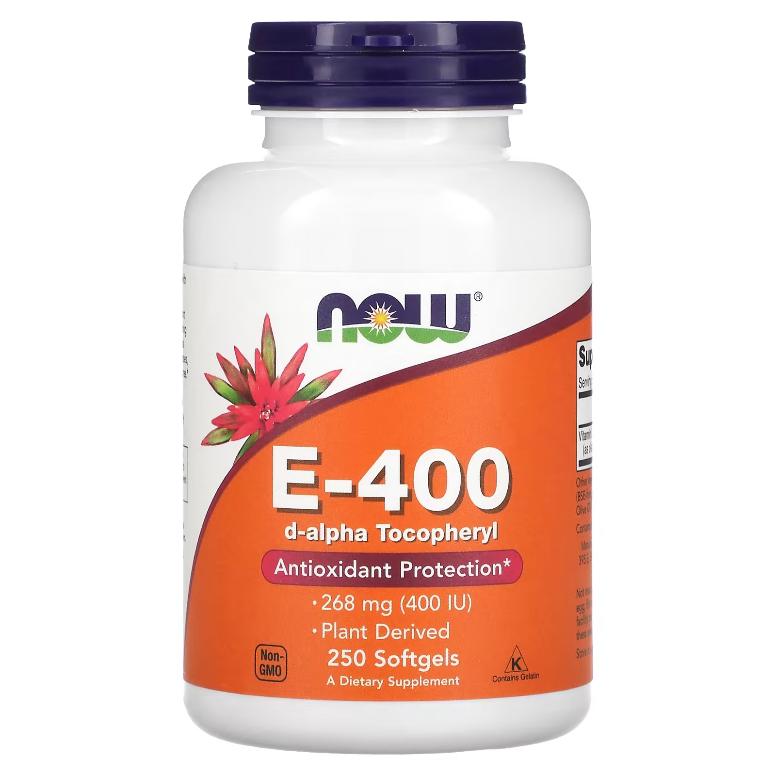 NOW Foods E-400 268 мг (400 МЕ) 250 мягких таблеток swanson natural dry e 400 268 мг 400 ме 250 капсул