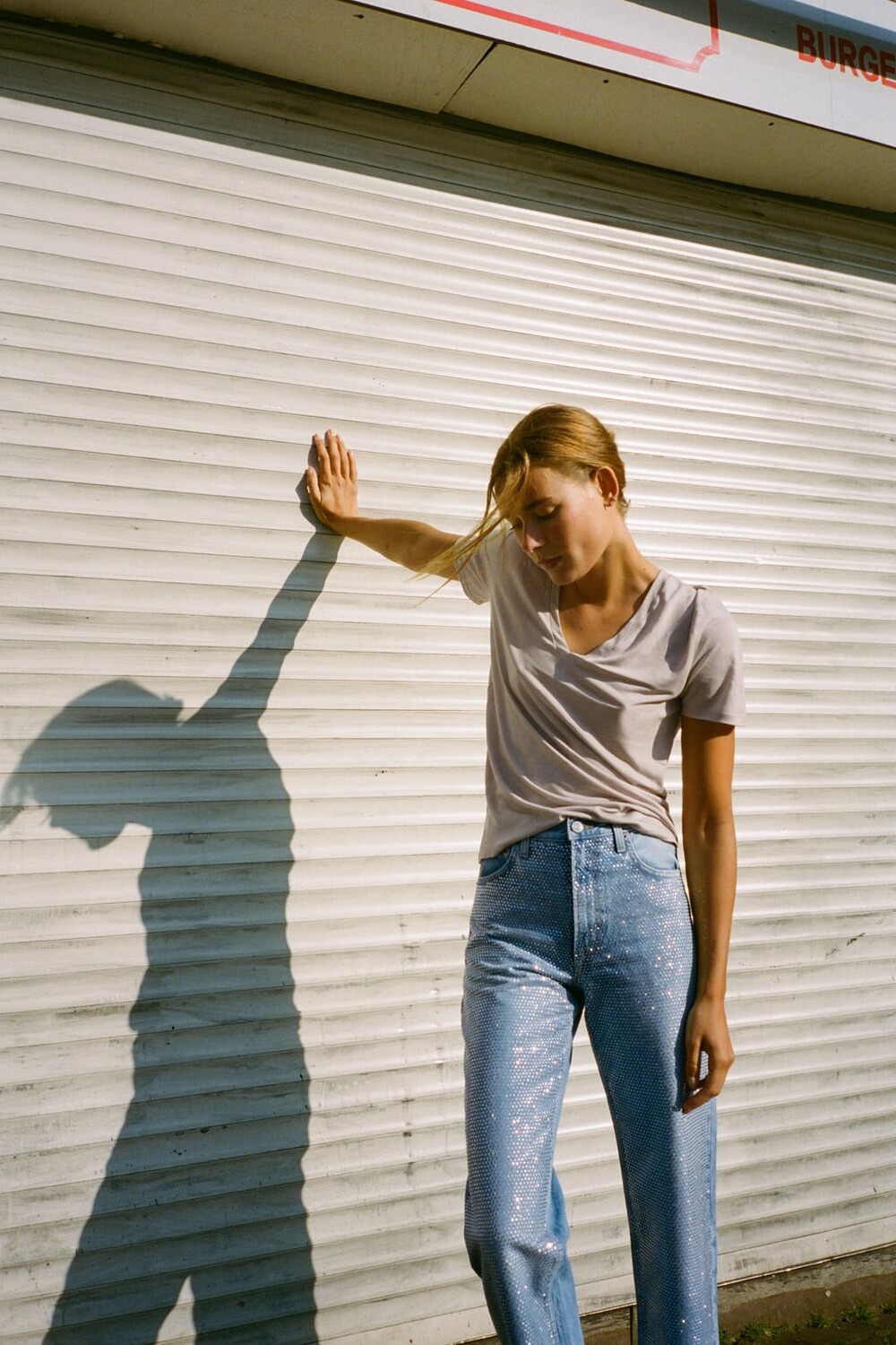 

Топ с v-образным вырезом ZARA, серый