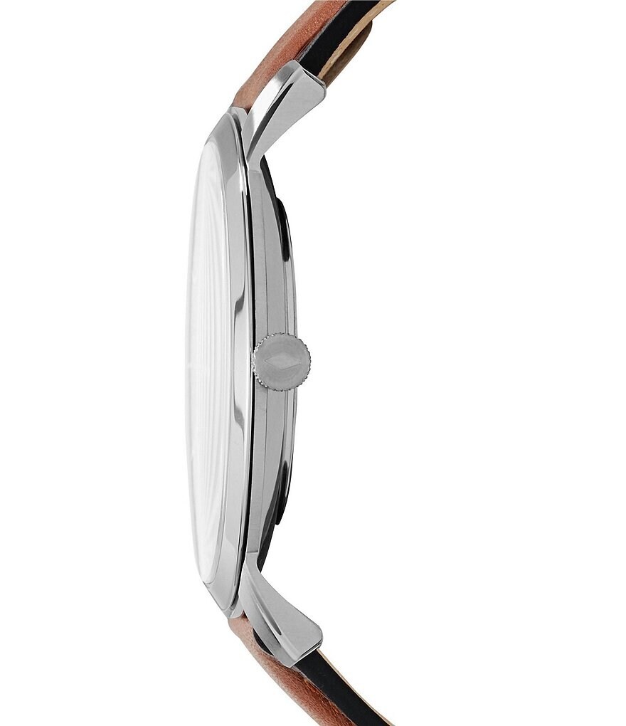 

Минималистичные аналоговые часы Fossil с кожаным ремешком, коричневый