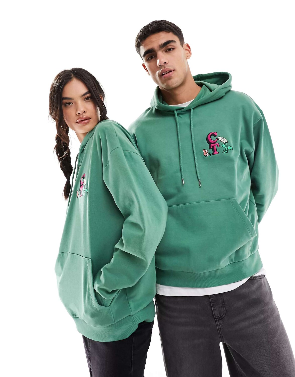 

Зеленая объемная толстовка унисекс с принтом ASOS Crooked Tongues, Зеленый