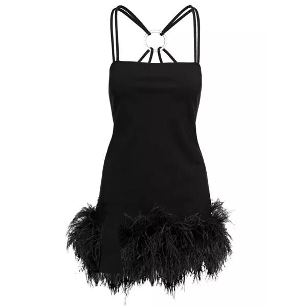 

Платье fujiko' mini dress with ostrich boa feathers The Attico, черный
