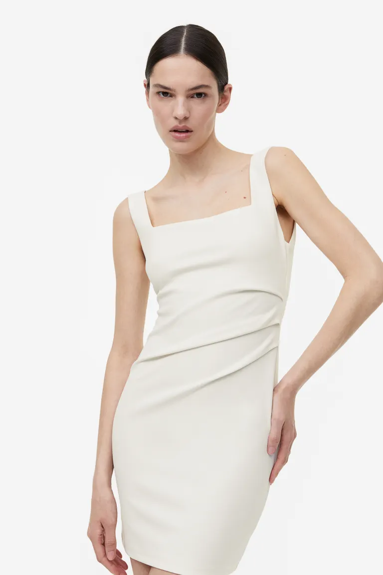 Платье со складками H&M, белый