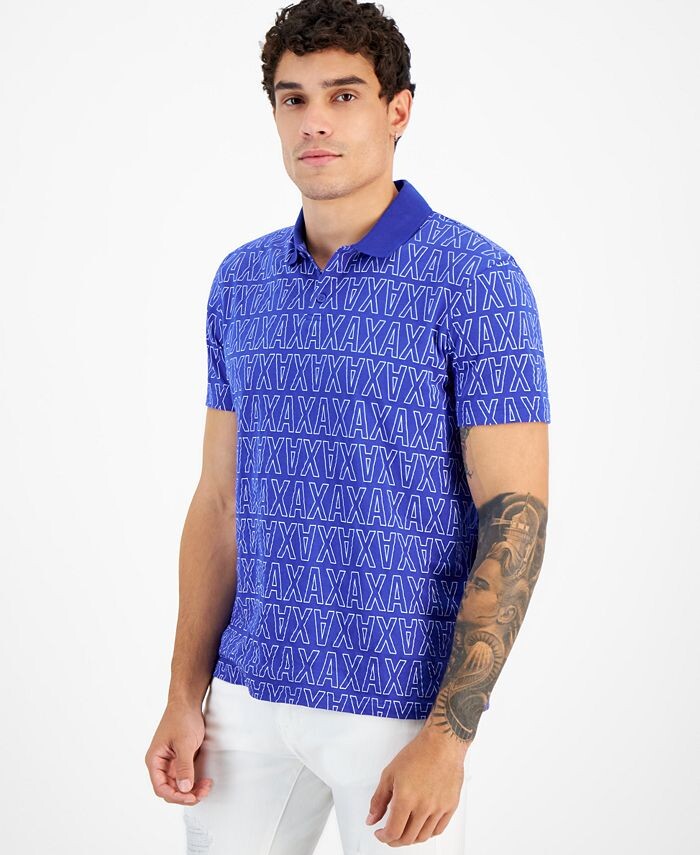 

Мужская рубашка-поло с логотипом Armani Exchange, цвет Bluing/ White