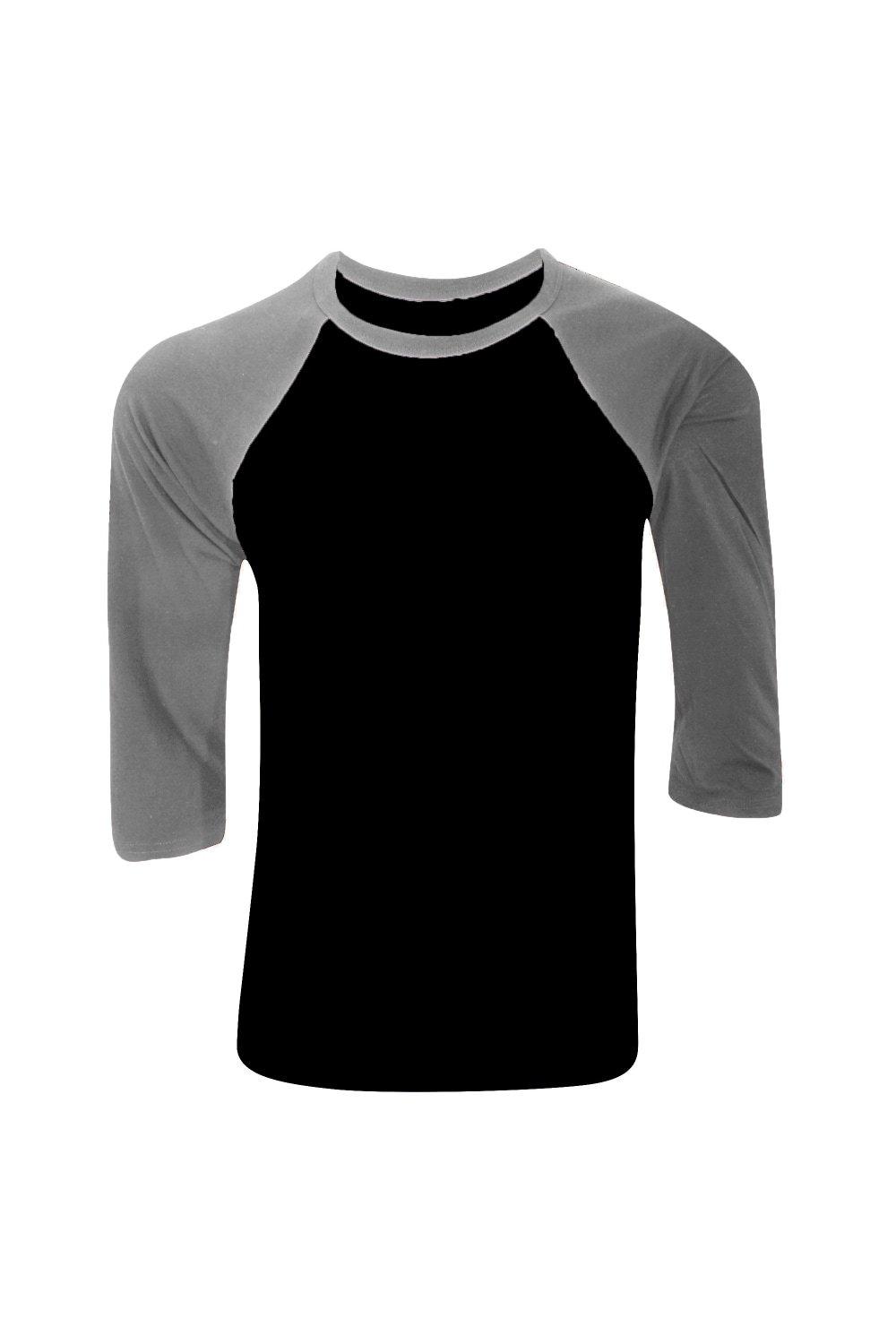 Бейсбольная футболка из парусины с рукавом 3/4 Bella + Canvas, черный кусачки боковые remocolor remocomby 160мм 34 4 021