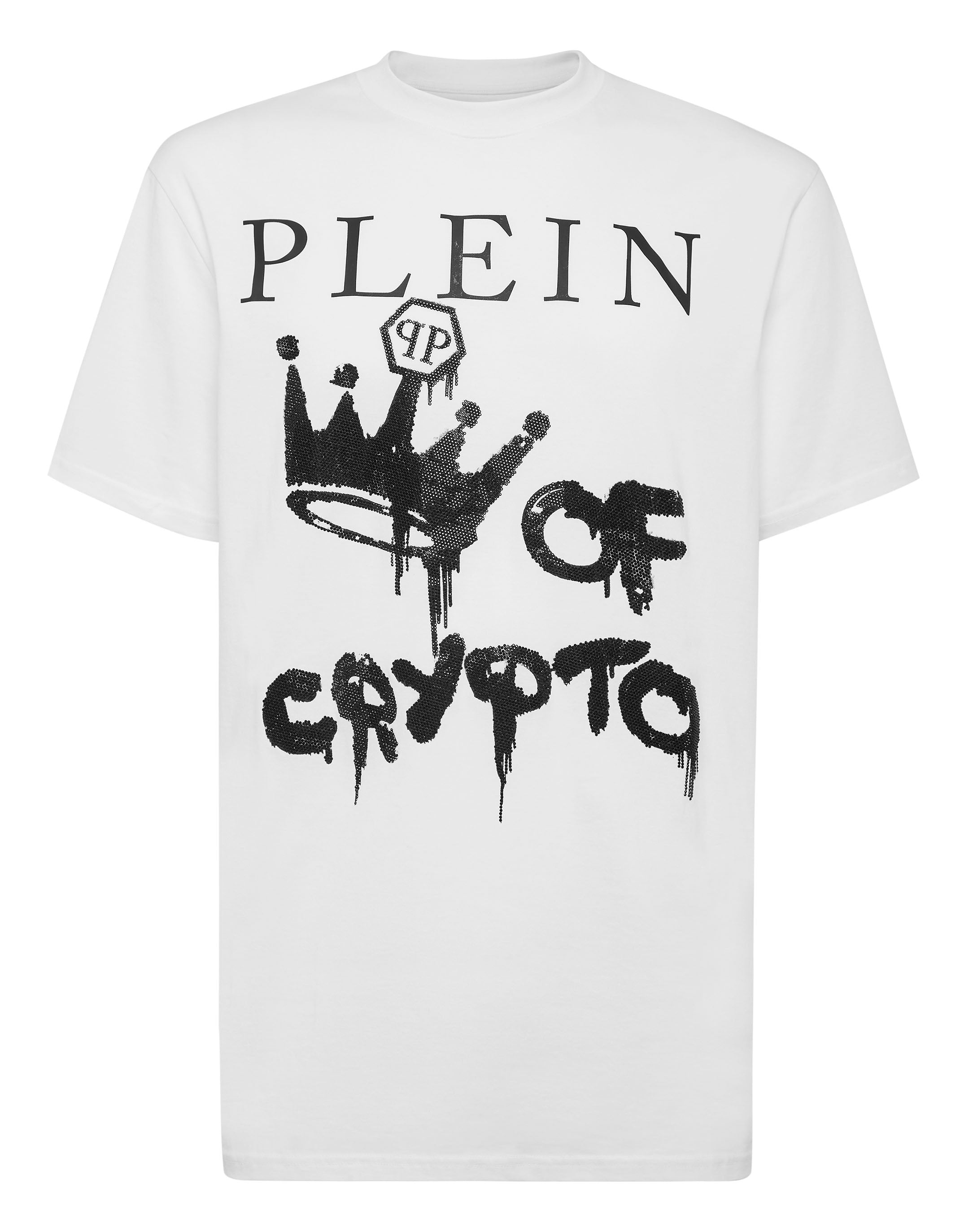 

Футболка с круглым вырезом SS с кристаллами Philipp Plein, цвет White / Black