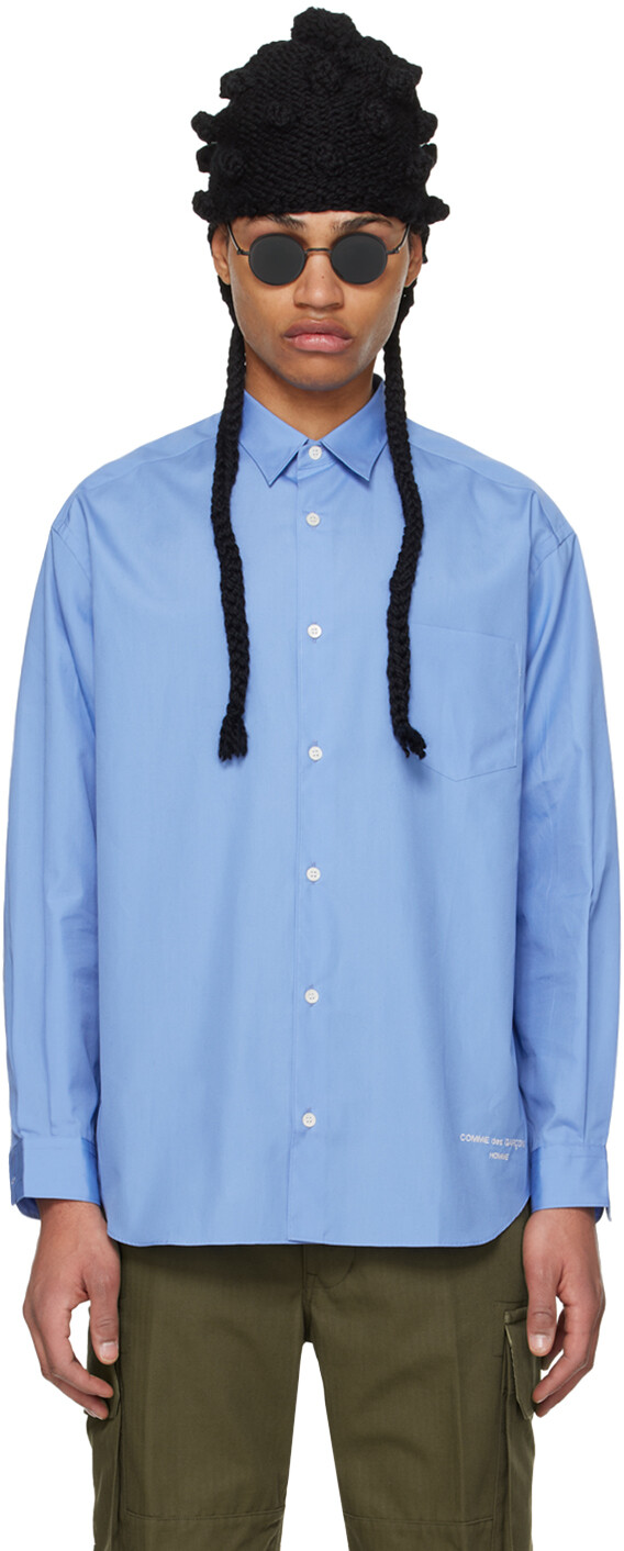 

Синяя рубашка с вышивкой Comme Des Garcons
