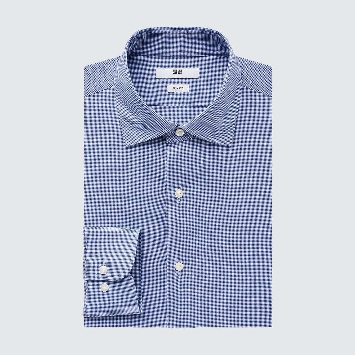 

Рубашка UNIQLO Easy Care узкого кроя в клетку, синий