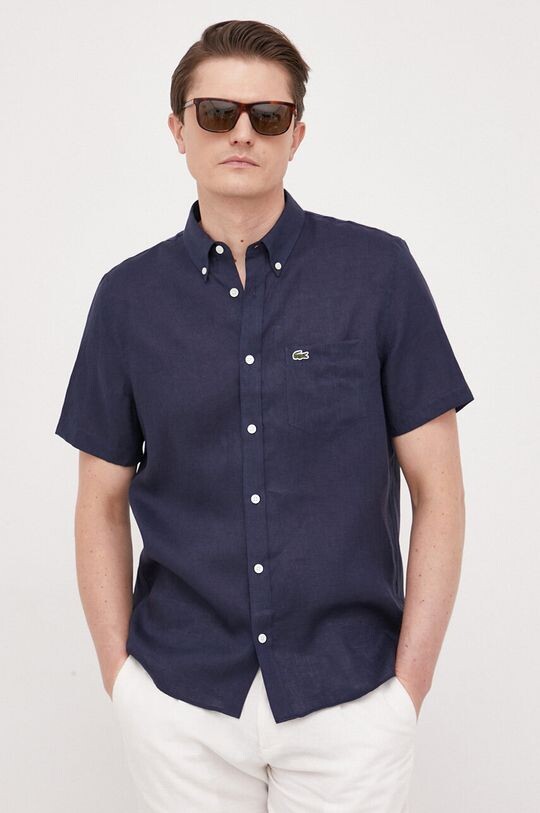 

Льняная рубашка Lacoste, темно-синий