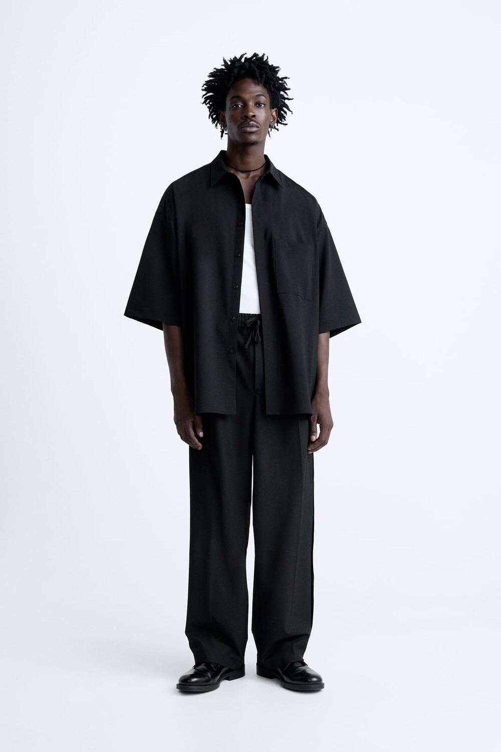 

Рубашка объемного кроя ZARA, черный