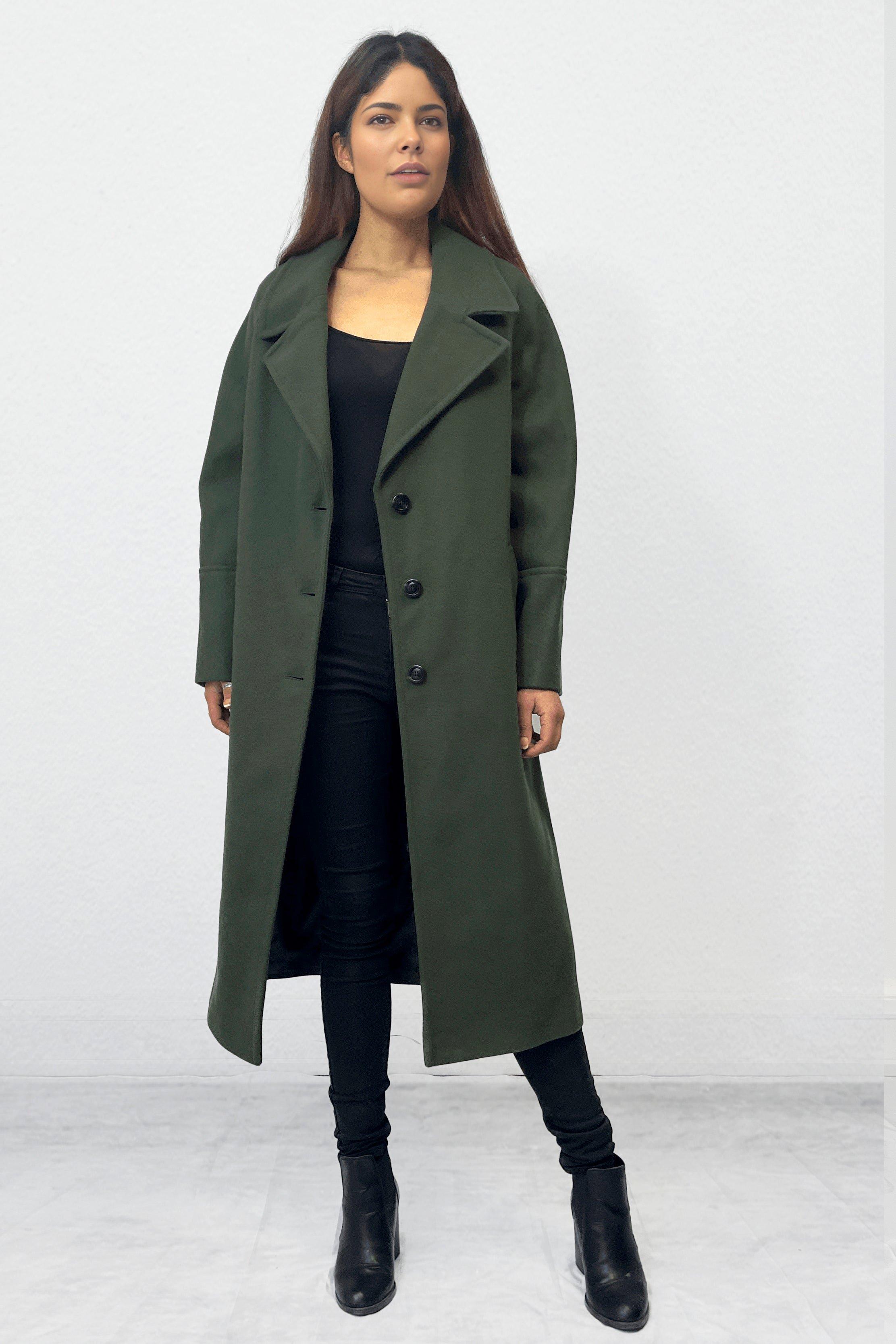 Классическое однобортное пальто строгого кроя Cutie London, зеленый двустороннее однобортное пальто uniqlo бежевый