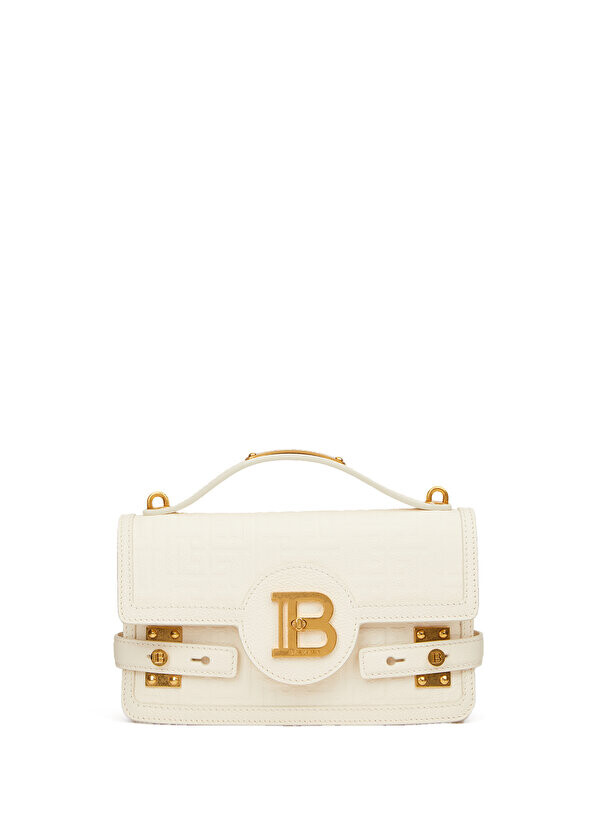 

Женская кожаная сумка на плечо с кремовым логотипом b buzz Balmain