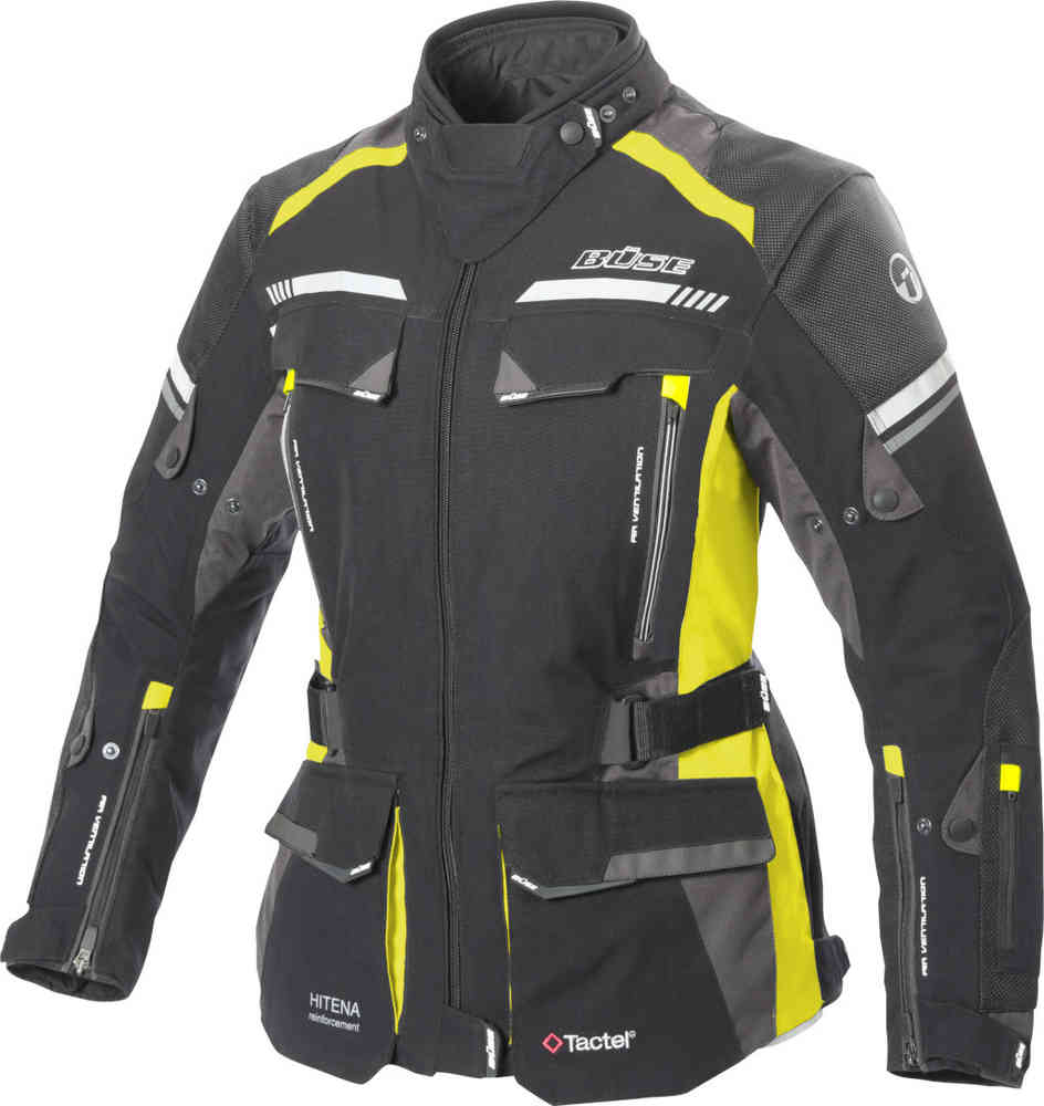 Женская мотоциклетная текстильная куртка Highland 2 Büse, черный/серый/желтый мотоциклетная текстильная куртка torino ii büse черный темно серый