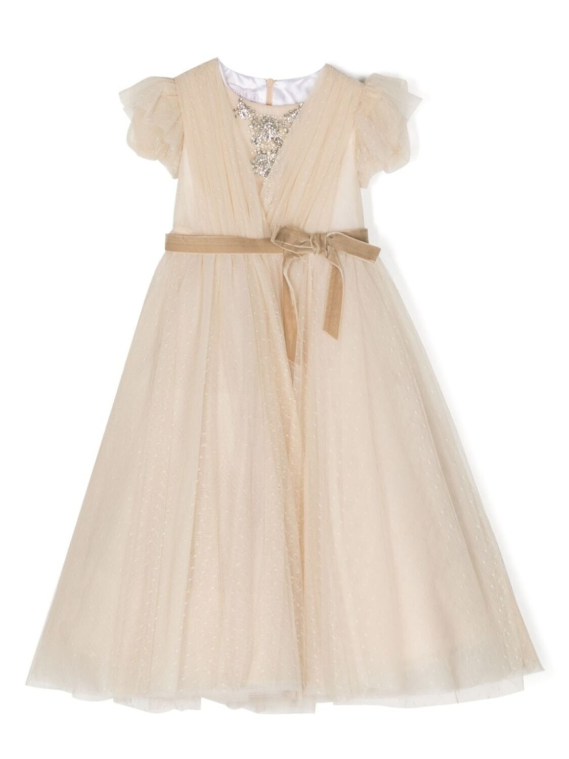 

MARCHESA KIDS COUTURE платье из тюля с кристаллами, нейтральный цвет
