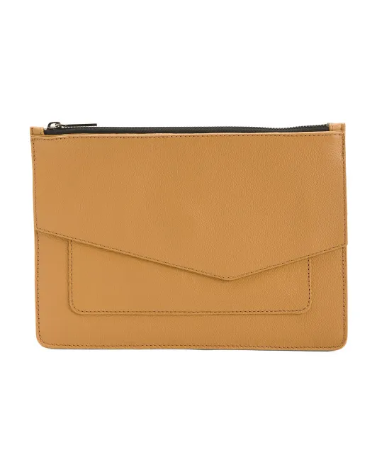 

Большой кожаный клатч Cobble Hill с ремешком на запястье Botkier, цвет Camel